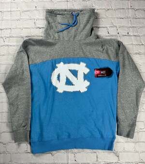 Colosseum Womens North Carolina Tar Heels Funnel Neck Sweatshirt Gray Blue